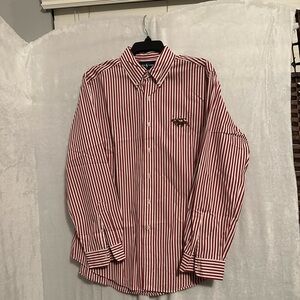 Ralph Lauren Men's Shirt with Red and White Stripes